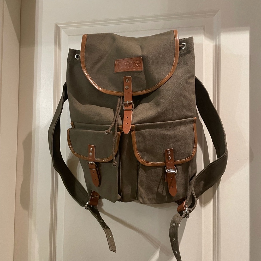 Classic Olive Green Canvas Backpack